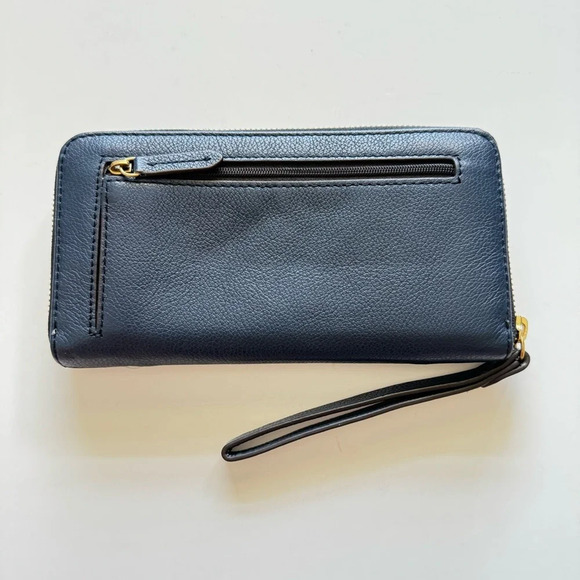 Fossil Jori Blue RFID Zip Leather Clutch Wallet Wristlet - Picture 7 of 12